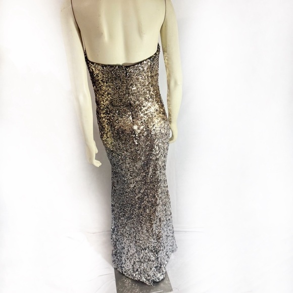Betsey Adam Ombré Sequin Silver and Gold Formal Gown Size 10 - Picture 6 of 9